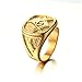 PMTIER Men's Engraving Stainless Steel Fraternity Freemason Masonic Rings Gold Plated Size 9