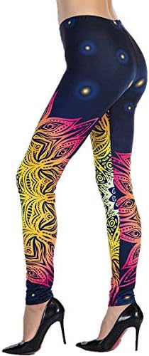 Ndoobiy Women's Printed Leggings Full-Length Regular Size Yoga Workout Leggings Pants Soft Capri L1