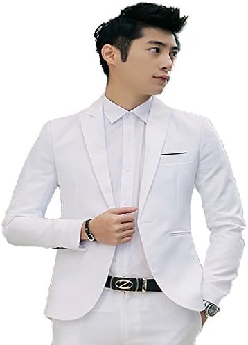 Men's Slim Fit 2-Piece Suit Blazer &amp; Trousers Classic Single Buckle Suit