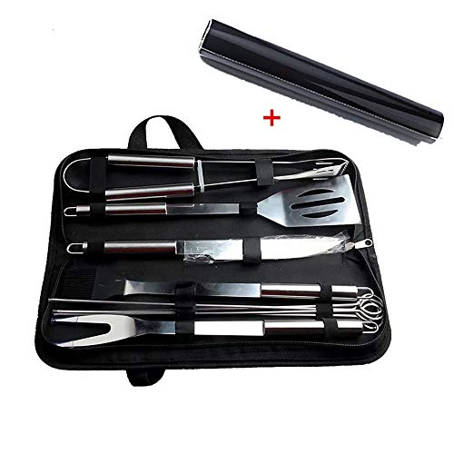 Barbecue Accessories BBQ Grill Tools With 10 PCS Grill Set Stainless Steel Utensils With A Grill Mat BBQ Tool Stainless Steel Spatula, Fork, Tongs, & Basting Brush In Carrying Case - GREAT GIFT