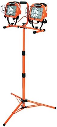 Southwire L14SLED Twin Head Telescoping Work Light with Switches and Tripod Base, 1000W Double Halogen Flood Light