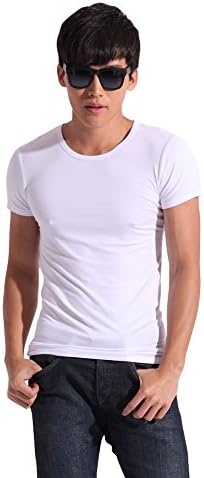 Confreebroon Mens Modal Short Sleeve Round Neck T-shirt (White, 3xl)