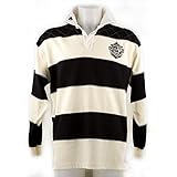 Guinness Rugby Shirt with Brewed in Dublin Crest Badge, Cream and Black Stripes