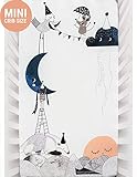 Mini Crib Sheets by Rookie Humans: 100% Cotton Sateen. Complements Modern Nursery Room, Use as a Photo Background for Your Baby Pictures. Fits Mini Crib Size (38x24 inches) (Moon's Birthday)