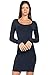 m. rena Women's Long Sleeve Tunic Dress-One Size Fits Most (Heather Navy)