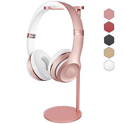 Headphone Stand Rack, Desktop Aluminum Game Headset Holder for Bose Beats Sennheiser Philips Skull Candy Plantronics JVC Gaming DJ Universal Headphone Display Stand (Rose Gold)