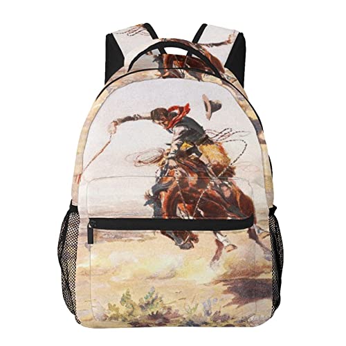Multi leisure backpack,Vintage Rodeo Cowboy Bronc Rider,Travel Sports ...