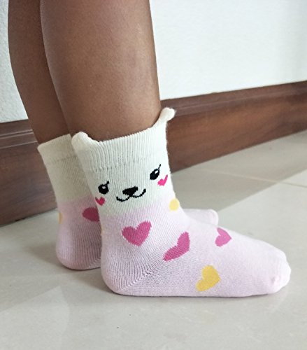 Deluxe Non Skid Cotton Crew Socks With Grips For Baby Infant Toddler Girls (6-12 Months, 12-pairs/RG-821727) - Thumbnail 5