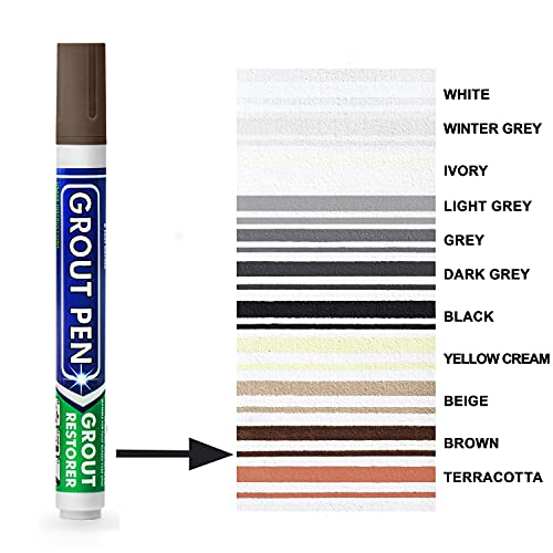 thumbnail interactive-video image 1 of White Paint Pen Grout Pen Tile Paint Marker: Terracotta Narrow 5mm With 5 Pack Replacement Tips - Waterproof Grout Colorant And Sealer Pen To Renew, Repair, And Refresh Tile Grout - Cleaner 1 of 10