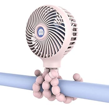 WiHoo Mini Stroller Fan,Personal Portable Desk Handheld Baby Bed Fan with USB Rechargeable Battery Operated Cooling Folding Electric Table Fan for Office Room/Baby Room/Outdoor (Pink)