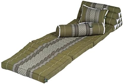 Kapok Dreams Triangle Mat Set: 3-fold Mat 67"x20" + Pillow + Bolster, 100% Kapok Filling (Natural Plant Fibre), Sustainable Living, Bamboogreen Design