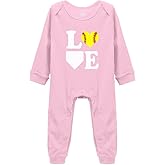 Love Softball Unisex Baby Crawl Suit Rompers Bodysuit Outfits