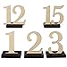 Ling's moment Wooden Table Numbers with Thick Sturdy Vintage Holder Base for Wedding, Party, Events or Catering Decoration, 1 to 15, Pack of 15