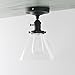 PERMO Modern Small Semi Flush Mount Ceiling Pendant Light Glass Ceiling Lights Hallway Fixtures with Funnel Glass Lampshade, 1-Light (Black)