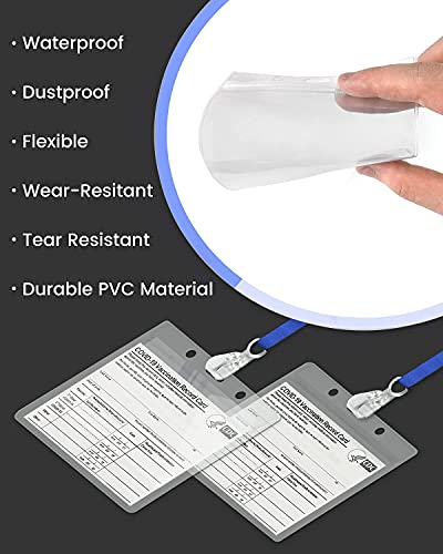 3 Pack CDC Immune Record Card Protective Cover 4 X 3 inches, Horizontal ID Badge Clip, with Waterproof Sealing Zipper and Lanyard