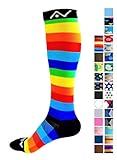 Compression Socks for Women and Men - Rainbow Stripes, Medium