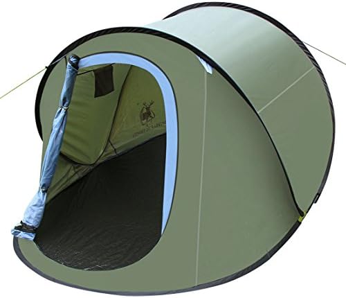 2 Person Tent for Camping - Large Outdoor Camping Hiking Automatic One Second Pop Up Water Resistance Family Backpacking Dome Tent Shelter - Easy Quick Set Up Fold With Carry Bag - Army Green