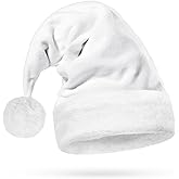 Hexonomy All White Velvet Santa Hat - White Furry Trim, Faux Fur - Elegant Christmas, Deluxe Xmas Accessory - Adult, 1 Size