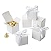 AWELL White Gift Candy Box Bulk 2x2x2 inches with White Ribbon Party Favor Box,Pack of 50