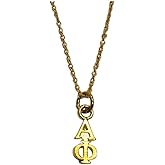 Gold Alpha Phi AP Artisan Sorority Lavaliere Necklace, 18 inch chain