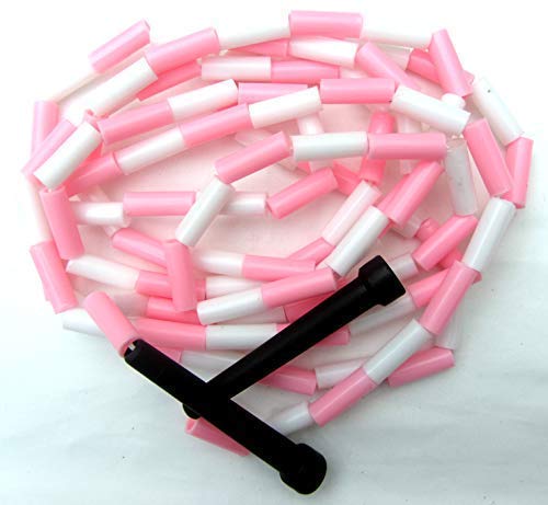 WOMEN FEMALE PINK SKIPPING ROPE YOGA PILATES Jump Rope, Skipping Rope BEADED- SPEED 11ft Boxing Fitness Skipping Speed Rope,Yoga, Pilates,Kickboxing, Tae-Kwon Do BEADED SKIPPING ROPE, Fitness,