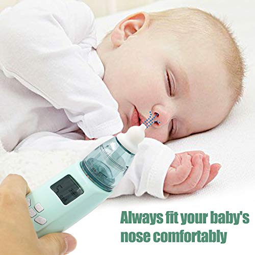 DEYACE Baby Nasal Aspirator Electric, 3 Strength Vacuum Suction, LCD Display, Adjustable Music, 3 Color Flashing Light, Snot/Booger Sucker Nose Cleaner for Newborn, Toddler, Infant (Green)