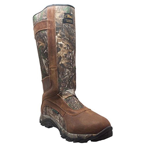 15" Men's Snakebite Boots, Leather + Suede, Waterproof for Hunting, Fishing, Hiking, Camping or Outdoors, Aggressive Rubber Outsole, Inside Zipper