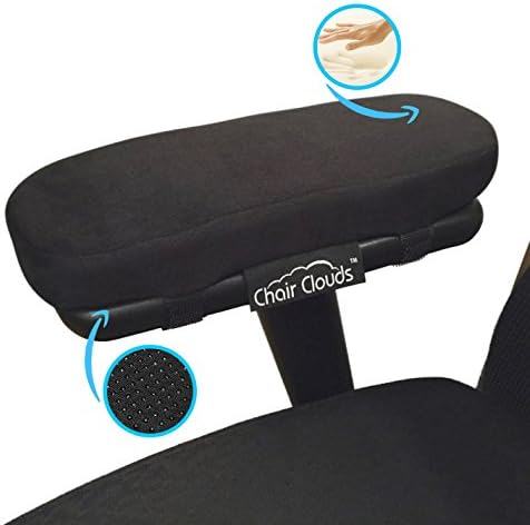 Armrest Pads by Chair Clouds (New Version) - 100% Perfect Fitment Guarantee - Upgraded Anti-Slip Covers - Memory Foam Arm Rest Pillows (Set of 2) #1 Office Cubicle Decor - Wheelchair Elbow Cushions