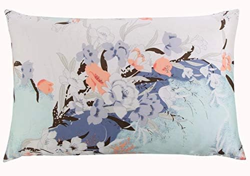 Natural Silk Pillowcase - New 100% Nature Mulberry Floral Silk Pillowcase Zipper Pillowcases Pillow case for Healthy Standard Queen King (16, Standard)