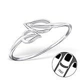 Pro Jewelry 925 Sterling Silver Leaves Above Knuckle Ring Mid Finger Top 6556