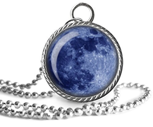 Amazon Com Blue Moon Necklace Full Moon Image Pendant Key Chain Handmade Handmade