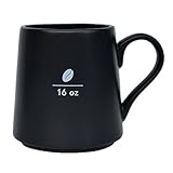 Mecraft -16 OZ Ceramic coffee Mug with coffee bean pattern,Frosted black layer with white coffee bean pattern
