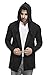 Tinted Mens Cotton Blend Hooded Cardigan, Black, Medium