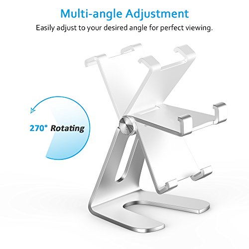 Cell Phone Stand, iPad Mini Stand, Comsoon Universal Adjustable Holder, Cradle, Charging Dock for all Smartphone, iPhone X/ 8 Plus, Note8, Switch & Kindle Reading, Facetime & Live Stream (Sliver)