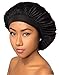Beauty Town Luxury Wide Band Satin Bonnet Cap (Black) - 2 pack,