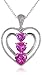 Sterling Silver, Created Pink Sapphire, and Diamond Heart Pendant Necklace, 18