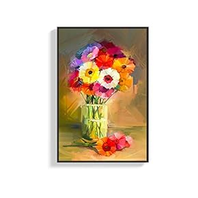 Framed Canvas Wall Art for Living Room, Bedroom Colorful Flower Canvas Prints for Home Decoration Ready to Hang - 16x24 inches