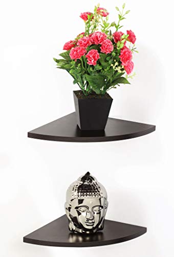 BLUEWUD Stellar Series Engineered Wood Wall Decor Corner Shelf/Wall Display Rack (8 Inches)