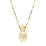 Gold Pineapple Necklace - Friendship Pendant Necklace & Reminder of Your Perfect Tropical Vacation! [Rosa Vila] (Gold tone)