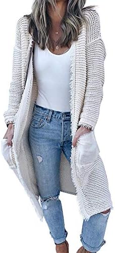 Women's Casual Cardigan Sweaters Cozy Open Front Long Sleeve Knit Coat with Pockets
