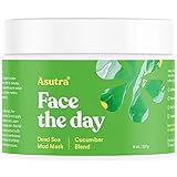 Asutra, Organic Dead Sea Mud Mask,"CUCUMBER BLEND" + FREE Applicator Brush, Combat Acne, Oily Skin & Blackheads, Minimize Pores, For Smooth, Beautiful & Healthy Looking Skin, 8 oz
