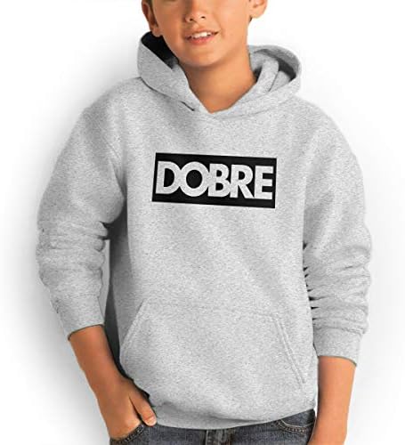 Rolvsx Youth Hoodie Dobre 100% Cotton Casual Long Sleeve Sweatshirt Pullover with Pockets for Boys and Girls