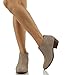Soda Women's Round Toe Faux Suede Stacked Heel Western Ankle Bootie