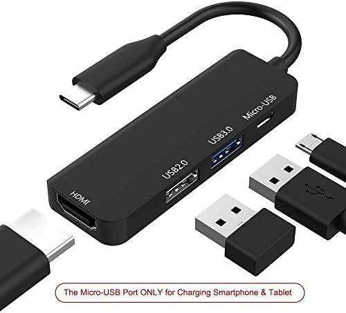 Protokart USB 3.1 Type C to HDMI 4 in 1 Combo Hub HDMI, USB3.0, USB2.0, Micro USB 4K 2K HDMI Adapter for MacBook Pro/Chromebook Pixel/Samsung Galaxy S8/S8Plus (Black)