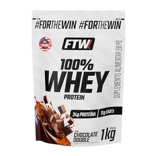 FTW 100% Whey Protein com Proteína Concentrada WPC, para Atletas com Alto Valor Biológico, Suplemento Pós-Treino Sem Glúten - Refil 1kg (Chocolate Double)