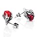 Vintage Stainless Steel Dragon Claw Mens Stud Earrings Set, 2pcs, Color Silver Red