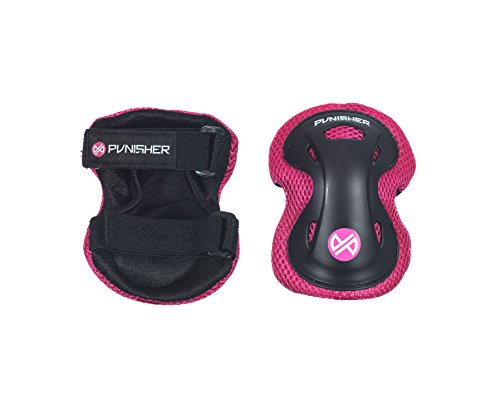 Punisher Skateboards Childrens Protective Pad set for Skateboarding, Elbow Knee and Wrist Pads, Size Small, Pink, Ages 5+