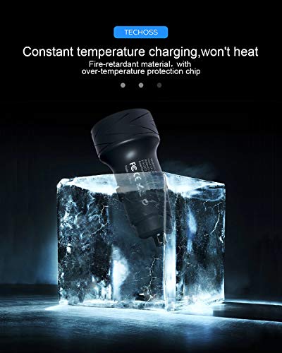 Car Charger, Techoss 36W All Metal Car Charger Adapter Mini Flush Fit USB+PD Car Charger Dual Port Charging, Compatible with iPhone XR/Xs/Max/X/8/7/Plus, iPad Pro/Air 2/Mini, Galaxy, LG, HTC and More