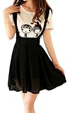 Womens Preppy Ruffle Pull-on Gallus Skirt