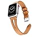 Secbolt Leather Bands Compatible with Apple Watch Band 42mm 44mm iwatch Series 6 5 4 3 2 1 SE, Slim Strap with Breathable Hole Replacement Wristband Women, Brown